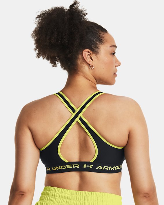 Women's Armour® Mid Crossback Sports Bra, Black, pdpMainDesktop image number 5